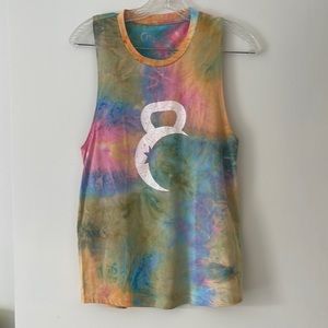 ZYIA ACTIVE kettle bell tank rainbow tie dyed color size small